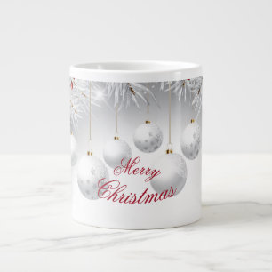 Taza De Café Gigante Feliz Navidad café barro con esferas grises