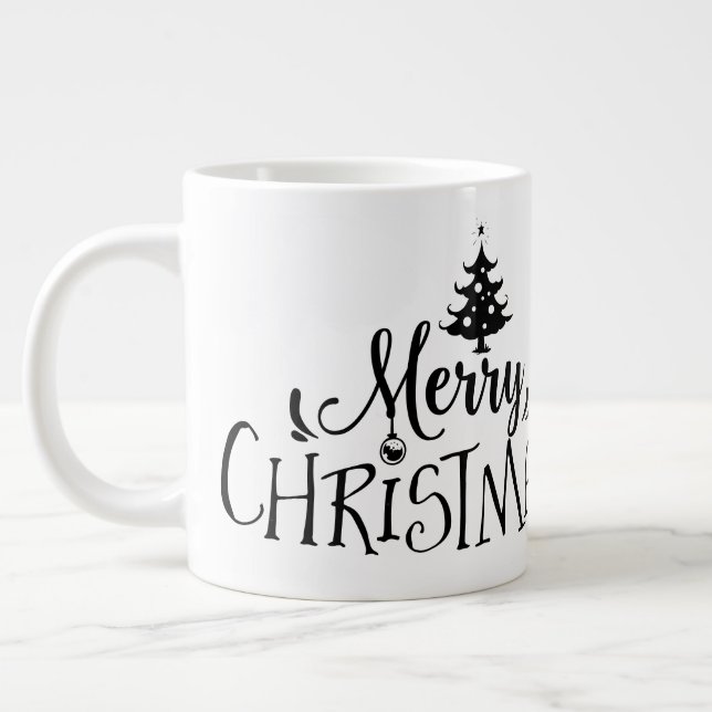Taza De Café Gigante Feliz Navidad con Árbol/Navidades Cita /Mug (Izquierda)