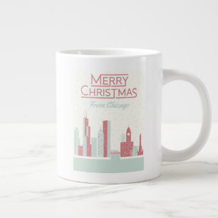 Taza De Café Gigante Feliz Navidad desde Chicago