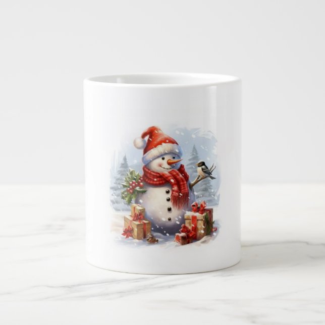 Taza De Café Gigante Feliz Navidad desde el hombre de nieve (Frente)
