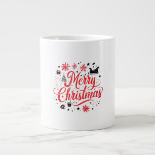 Taza De Café Gigante Feliz Navidad Diseño moderno   Blanco y rojo