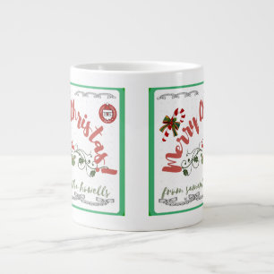Taza De Café Gigante Feliz Navidad Jumbo Café Mug.