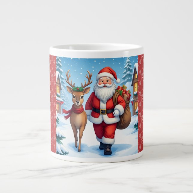 Taza De Café Gigante Feliz Navidad, Navidades Snowy maravilla (Frente)