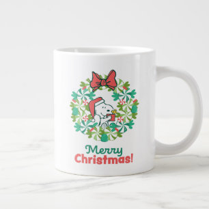 Taza De Café Gigante Feliz Navidad Peppermination Wreath