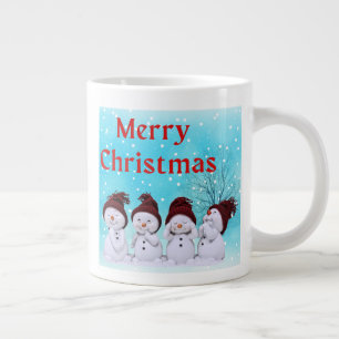 Taza De Café Gigante Feliz Navidad, pequeños hombres de nieve adorables