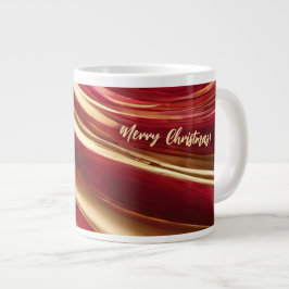 Taza De Café Gigante Feliz Navidad-Ruby Rojo y Oro-