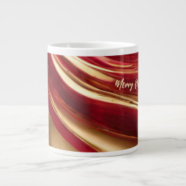 Taza De Café Gigante Feliz Navidad-Ruby Rojo y Oro-