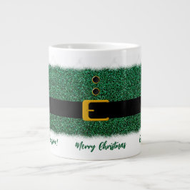 Taza De Café Gigante Feliz Navidad-Santa-Deslumbrante Verde-
