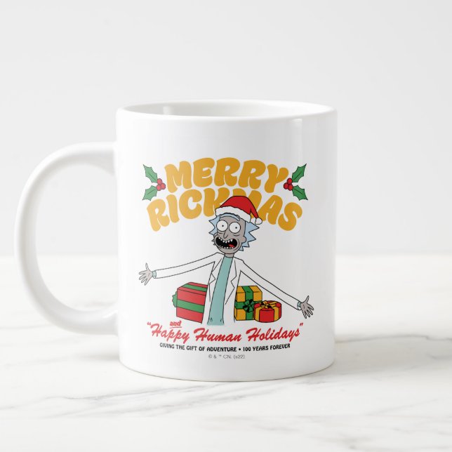 Taza De Café Gigante Feliz Navidad y feliz feriado humano (Izquierda)