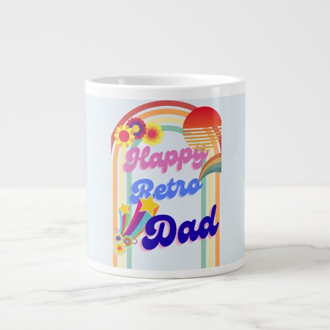 Taza De Café Gigante Feliz papá retro (Frente)