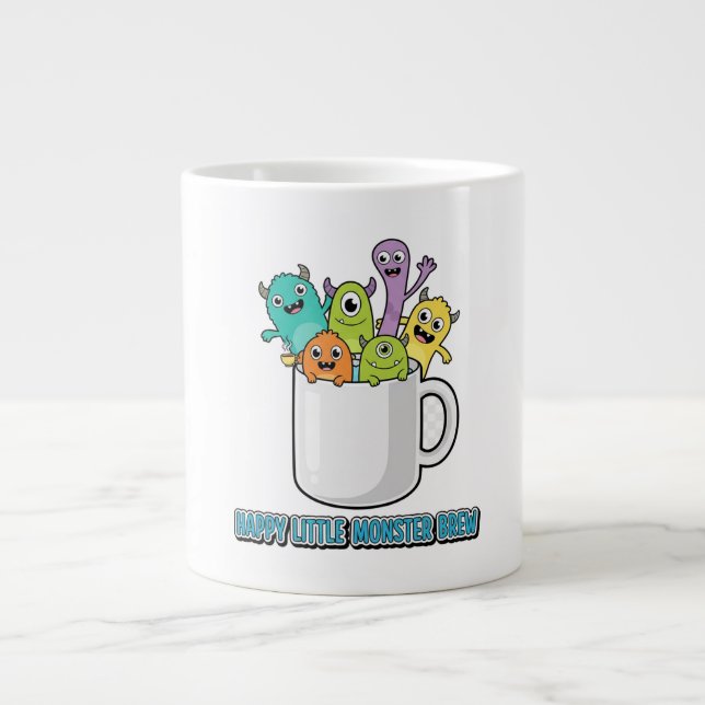 Taza De Café Gigante Feliz pequeño monstruo Brew (Frente)