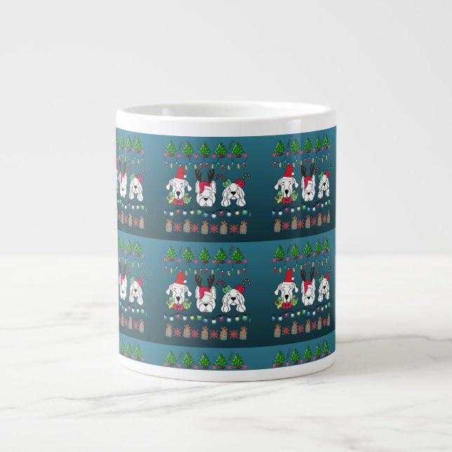 Taza De Café Gigante Festive dogs Christmas pattern - cute hoiiday dogs (Frente)