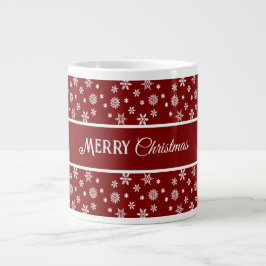 Taza De Café Gigante Festive Red and White Snowflake