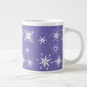 Taza De Café Gigante Festividad de invierno geométrica con copos de nie