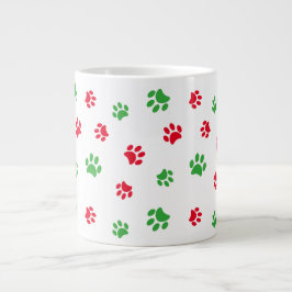 Taza De Café Gigante Festividad del patrón de pinturas rojas y verdes