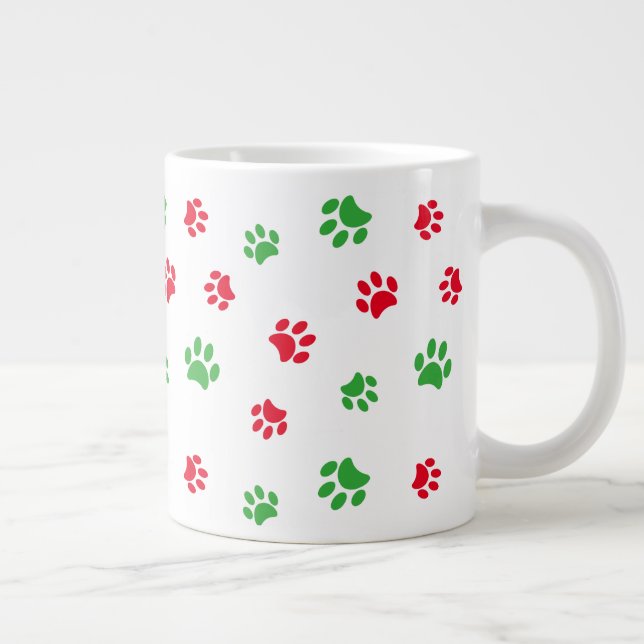 Taza De Café Gigante Festividad del patrón de pinturas rojas y verdes (Derecha)