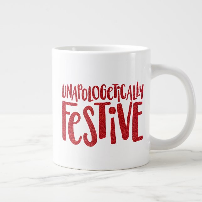 Taza De Café Gigante Festividad y purpurina rojo divertido (Derecha)