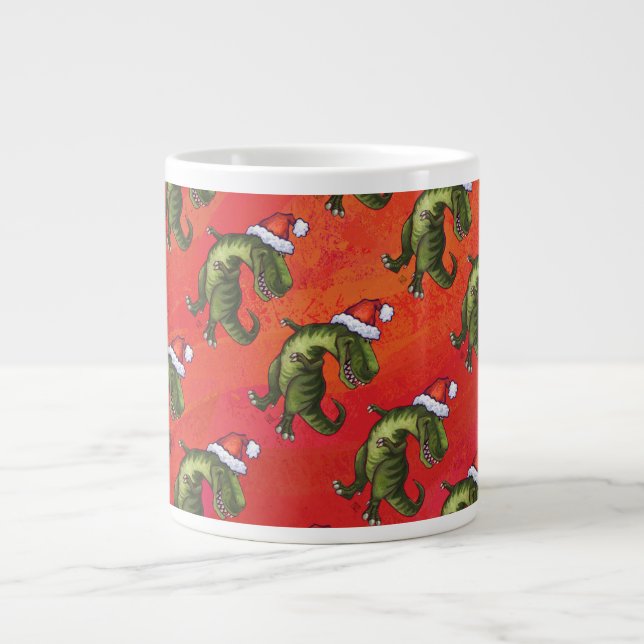 Taza De Café Gigante Fextivo patrón Dino TRex en rojo (Frente)