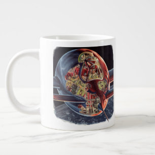 Taza De Café Gigante Ficción de Ciencia Vintage Astronauta Cohete Nave 