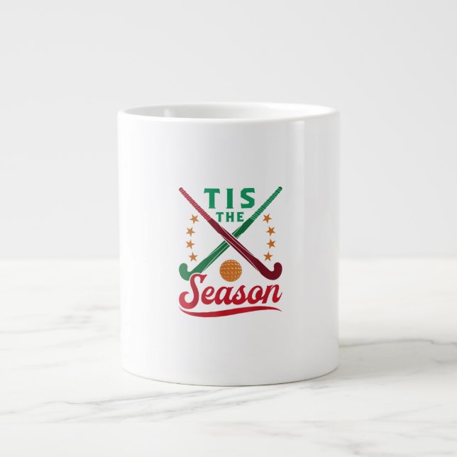 Taza De Café Gigante Field Hockey Christmas Tis The Season Player Holid (Frente)
