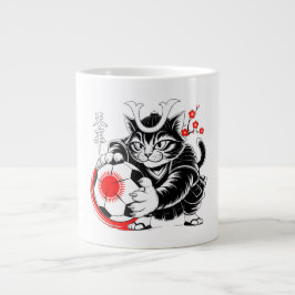 Taza De Café Gigante Fierce Samurai Cat Soccer - Regalos para fanáticos