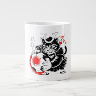 Taza De Café Gigante Fierce Samurai Cat Soccer - Regalos para fanáticos