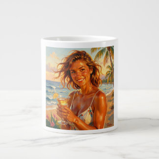 Taza De Café Gigante Fiesta con Brillo de Playa Vibra Morena y Achispad