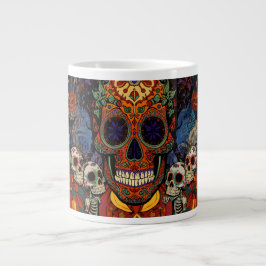 Taza De Café Gigante Fiesta de Calaveras de Azúcar y Calabazas de Hallo