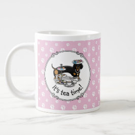 Taza De Café Gigante Fiesta de té dulce Dachshund Perro (negro y marrón