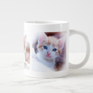 Taza De Café Gigante Fila de tres fotos de mascotas familiares en colla