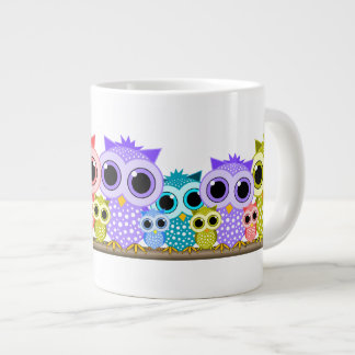 Taza De Café Gigante fila linda de búhos