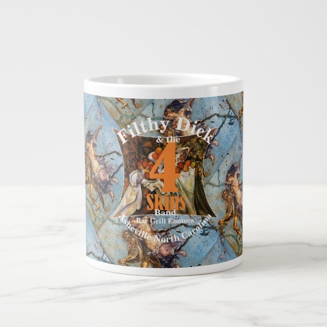 Taza De Café Gigante Filthy Dick y 4 Skins Band Bar Parrilla Enoteca (Frente)