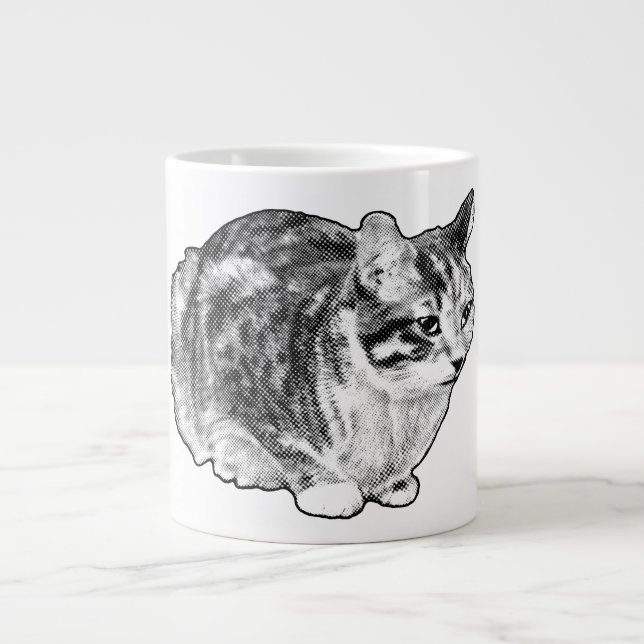 Taza De Café Gigante Fireside Tabby con puntos besos de nieve (Frente)