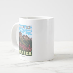 Taza De Café Gigante Fireweed y montañas - Valdez, Alaska
