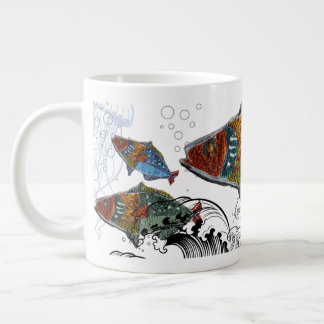 Taza De Café Gigante fish design mug/needle punch design/elements