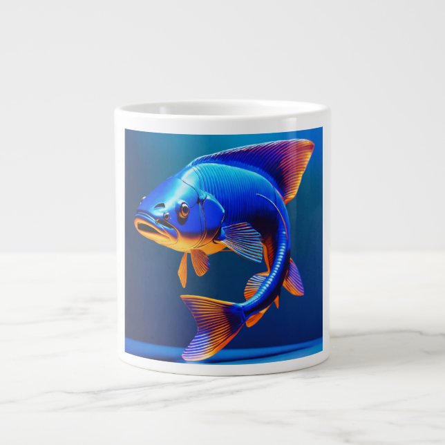 Taza De Café Gigante Fish Logo Mug | Cute & Minimal Aquatic Design (Frente)