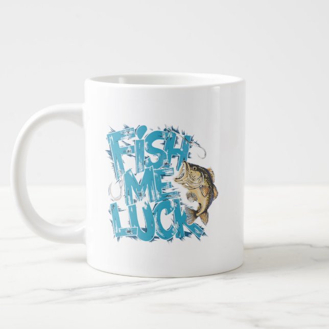 Taza De Café Gigante Fish Me Luck Graffiti Bass Art (Izquierda)