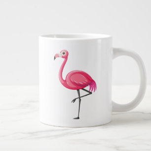 Taza De Café Gigante Flamenco Rosa en Estilo de Dibujos Animados