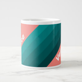 Taza De Café Gigante Flamingo Aqua Stripes with Name