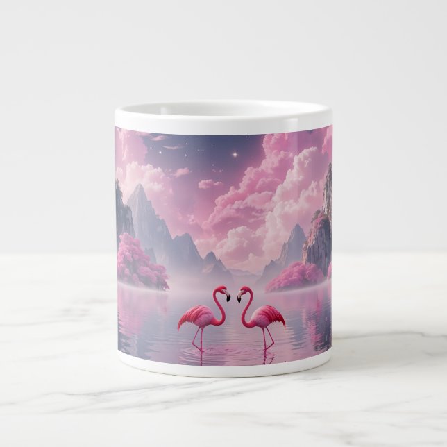 Taza De Café Gigante Flamingos in einer Traumwelt (Frente)