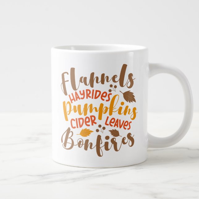 Taza De Café Gigante Flandes Hay Rides Pumpkins Cider Sale Fuegos (Derecha)