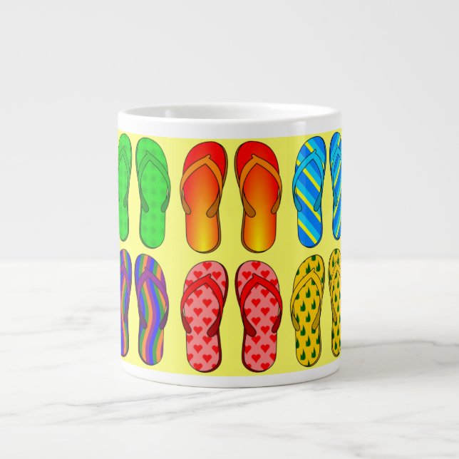 Taza De Café Gigante Flip-Flops... ¡Me encanta la playa! (Frente)