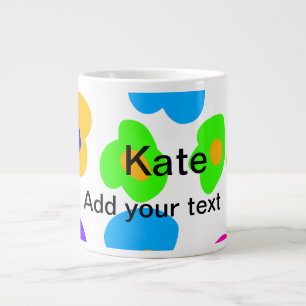 Taza De Café Gigante Flor arcoiris orgullo amor añadir nombre texto lqb