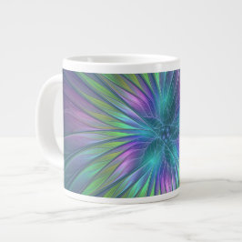 Taza De Café Gigante Flor brillante colorida Abstracto de arte fractal
