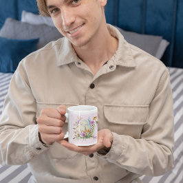 Taza De Café Gigante Flor de aves de huevo de pascua de primavera