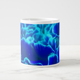 Taza De Café Gigante Flor de canal azul y Verde azulada vibrante