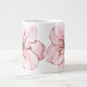 Taza De Café Gigante Flor de Cerezo Rosa Ilustrada a Mano