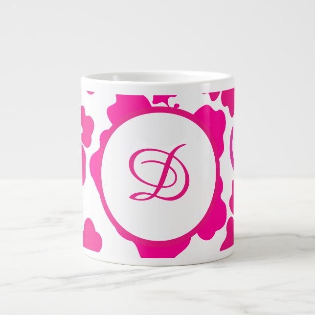 Taza De Café Gigante flor de hibiscus tropical hawaii floral rosa (Frente)