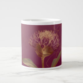 Taza De Café Gigante Flor de Protea Dorada Burdeos Línea Botánica