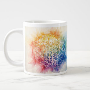Taza De Café Gigante Flor de vida - Pintura de acuarela